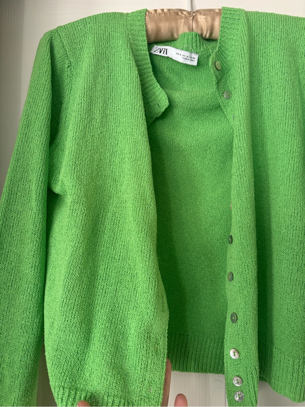 Green Women's Button-Up Sweater Cardigan - Picture 3 of 3